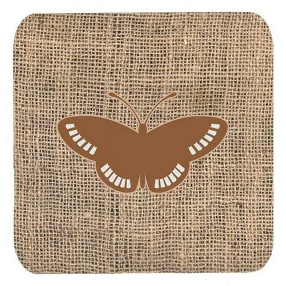 Butterfly Burlap And Brown Foam Coasters, Set Of 4