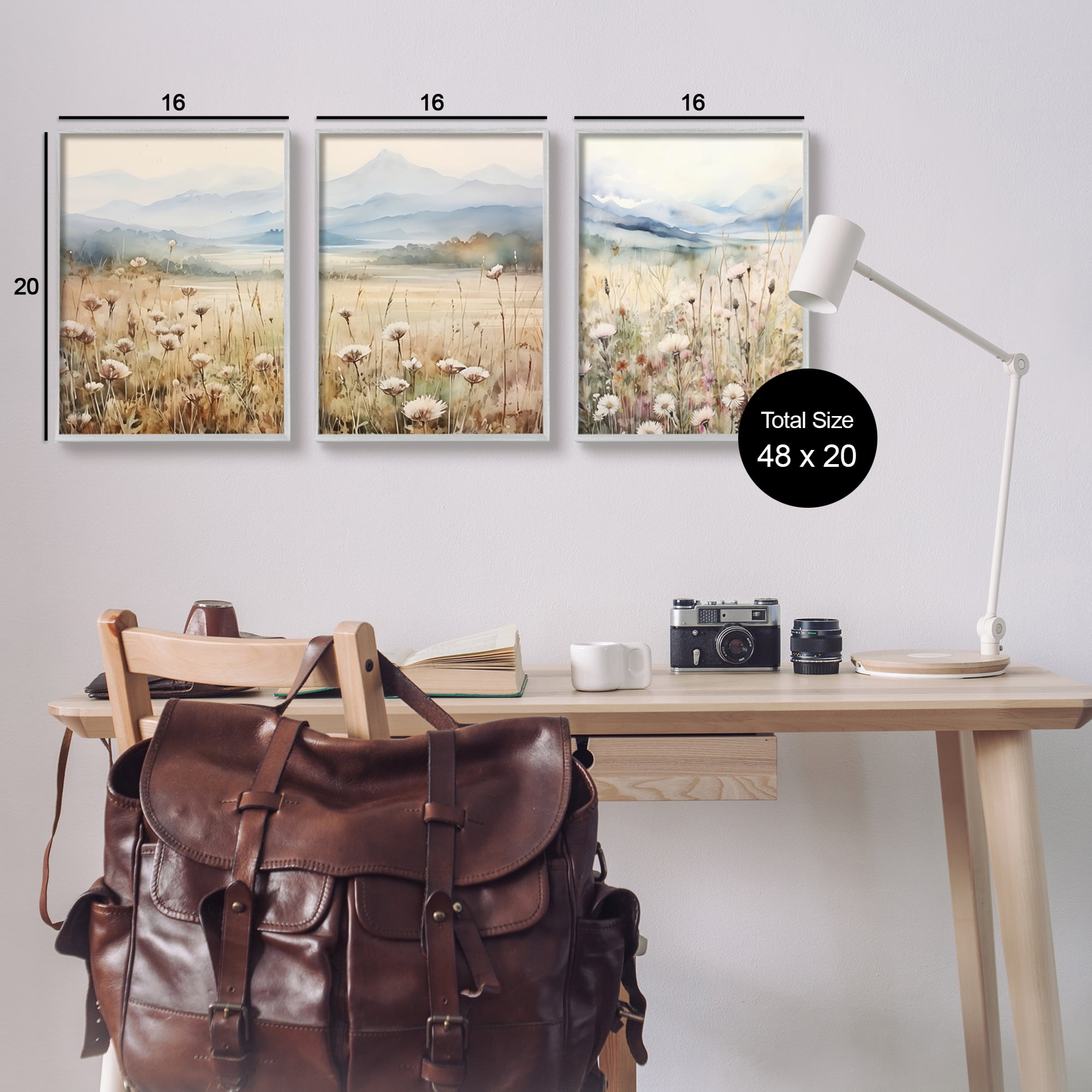 Stupell Industries In The Field Landscape Landscape Painting Gray Framed Art Print Wall Art, 16 x 20, Set of 3