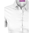 thumbnail image 2 of Made by Olivia Women's Junior Fit Short Sleeve Stretchy Button Down Collar Office Formal Casual Blouse Shirts Top (S-3XL), 2 of 6