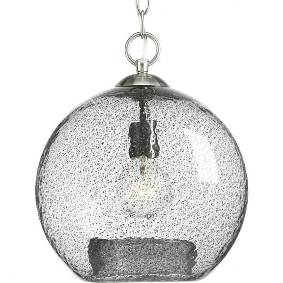 Progress Lighting Malbec 1-Light Pendant, Brushed Nickel, Clear Textured Artisanal Glass Shade