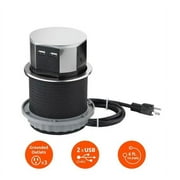 Link2Home Pop Up Outlet with USB, 3 Outlets, 2 USB Ports, Silver