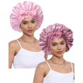 thumbnail image 1 of Gorro de satén CHLINS para mujeres que duermen (pasta de judías y rosa), 1 of 7
