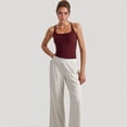 thumbnail image 4 of Women's Fitted Square Neck Tank Top with Built-In Bra and Racerback Design for Active and Casual Comfort - Large, Burgundy, 4 of 7