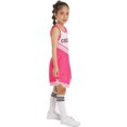 thumbnail image 5 of iiniim Kids Girls Cheer Leader Uniform Cheerleading Dress with Stockings Pom Poms Party Hot Pink 5-6, 5 of 7