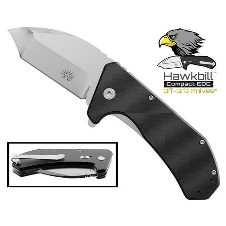 Off-Grid Knives - Hawkbill Compact (OG-850X) - EDC Folding Knife with Safety GRID-LOCK, Cryo AUS8 Blade Steel, G10 Handle & Tip-Up Reversible Deep Carry Pocket