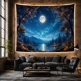 thumbnail image 6 of Magical Nocturnal Forest with Glowing Moon and Fireflies, Mystical Fantasy for Space Enthusiasts, Enchanted Night Sky Wall Art, Housewarming Gift Tapestry Wall Hanging for Bedroom and Living Room, 6 of 7