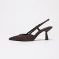 thumbnail image 5 of On feet& in love Women's Pointed Toe Satin Slingback Heels with Horsebit Buckle -Brown Dress Pumps for Wedding & Evening - Size 7, 5 of 8