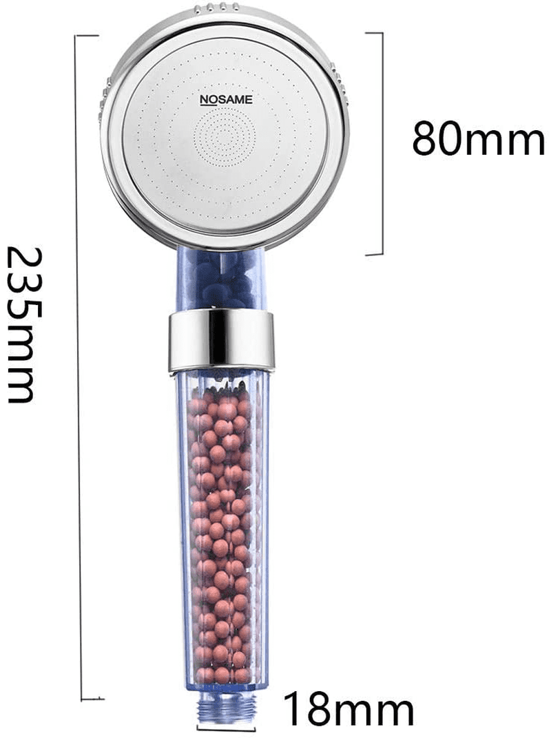 Ionic Filter Filtration High Pressure Water Saving 3 Mode Function Spray Handheld Showerheads for Dry Skin & Hair by Nosame Shower Head 
