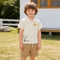 thumbnail image 2 of WhouRiu Boys Summer Casual Outfits Short Sleeve Button Down Shirts And Shorts Sets Kids Cute Clothes, 2 of 9