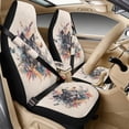 thumbnail image 2 of Xoenoiee Wolf Butterfly Flower Pattern 5 Pieces Car Seat Covers Full Set, PU Leather Auto Front Sear Covers, Auto Seat Belt Cover, Center Console Armrest Cover for Truck SUV, 2 of 7