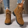 thumbnail image 4 of Dasayo Motorcycle Women Boots Low Heel Ankle Yellow Lace up Side Zipper Casual Faux Leather Boots Womans Shoes 42, 4 of 8
