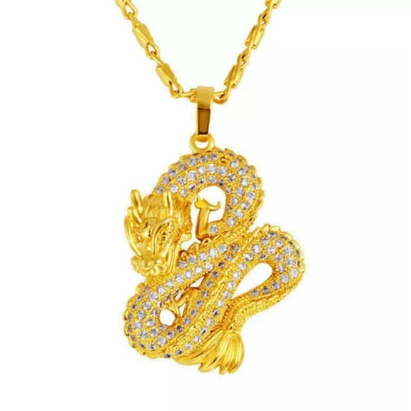 K-KED 3D Domineering Dragon 22K 23K 24K Thai Baht Gold Filled Yellow GP Pendant-Pendant Only