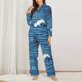 thumbnail image 2 of Fotbe Sharks on White Blue Striped Pattern Long Sleeve Pajama Set for Women,Sleepwear Set,2-piece Loungewear Set,Soft PJs Comfy Nightwear with Pockets -X-Large, 2 of 7