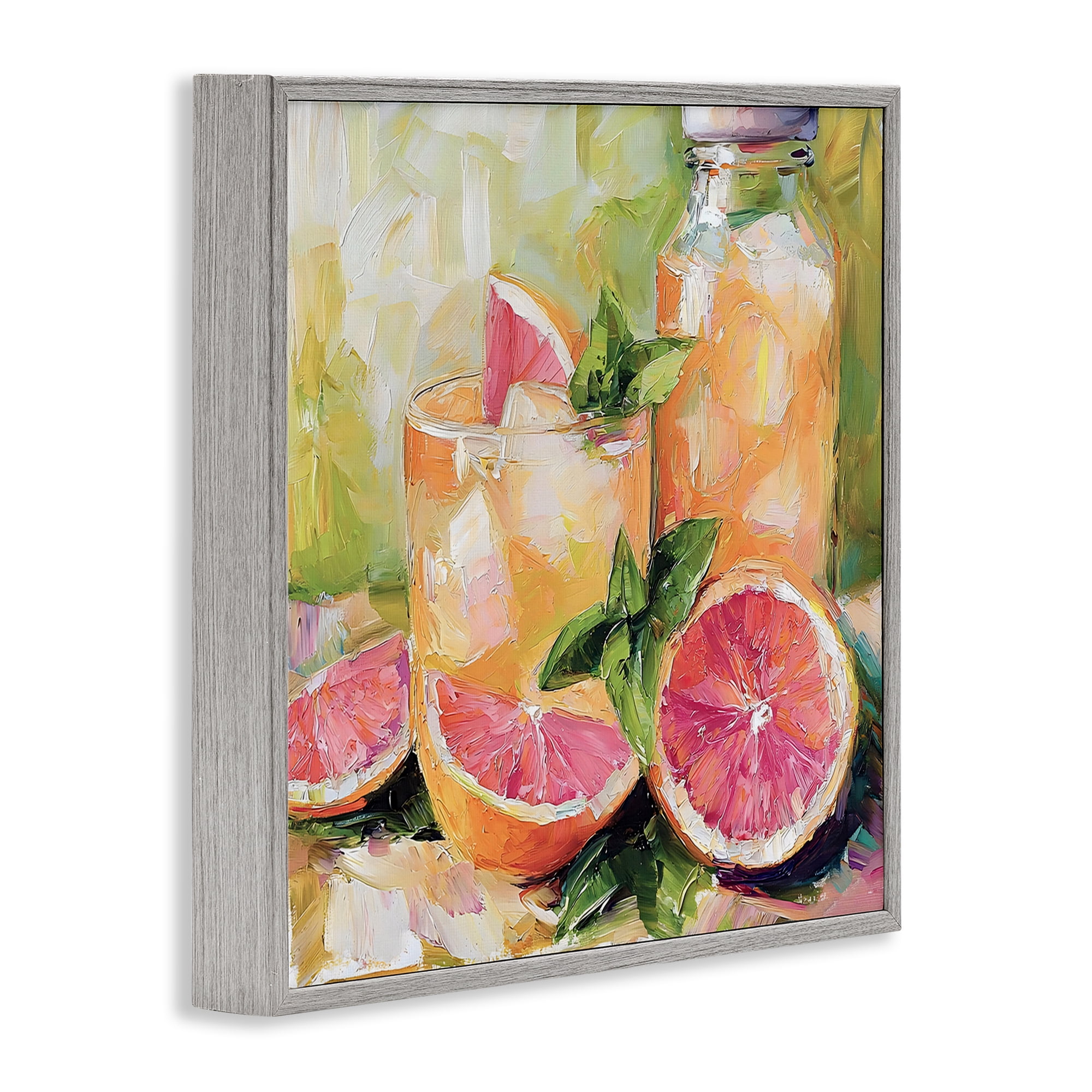Stupell Industries Grapefruit Summer Refreshment Gray Framed Giclee Art, design by Riley B