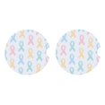 thumbnail image 4 of Round Ceramic Car Coasters 2 Pack Absorptive Clean Cork Bottom For Anti-Slip Use On Most Cars Cancer Awareness Ribbon Pattern - Soft Multicolor, 4 of 8