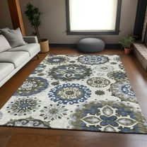 Addison Rugs Chantille Indoor/Outdoor Transitional Kaleidoscope Pewter Washable Rectangle Rug, 3' x 5'