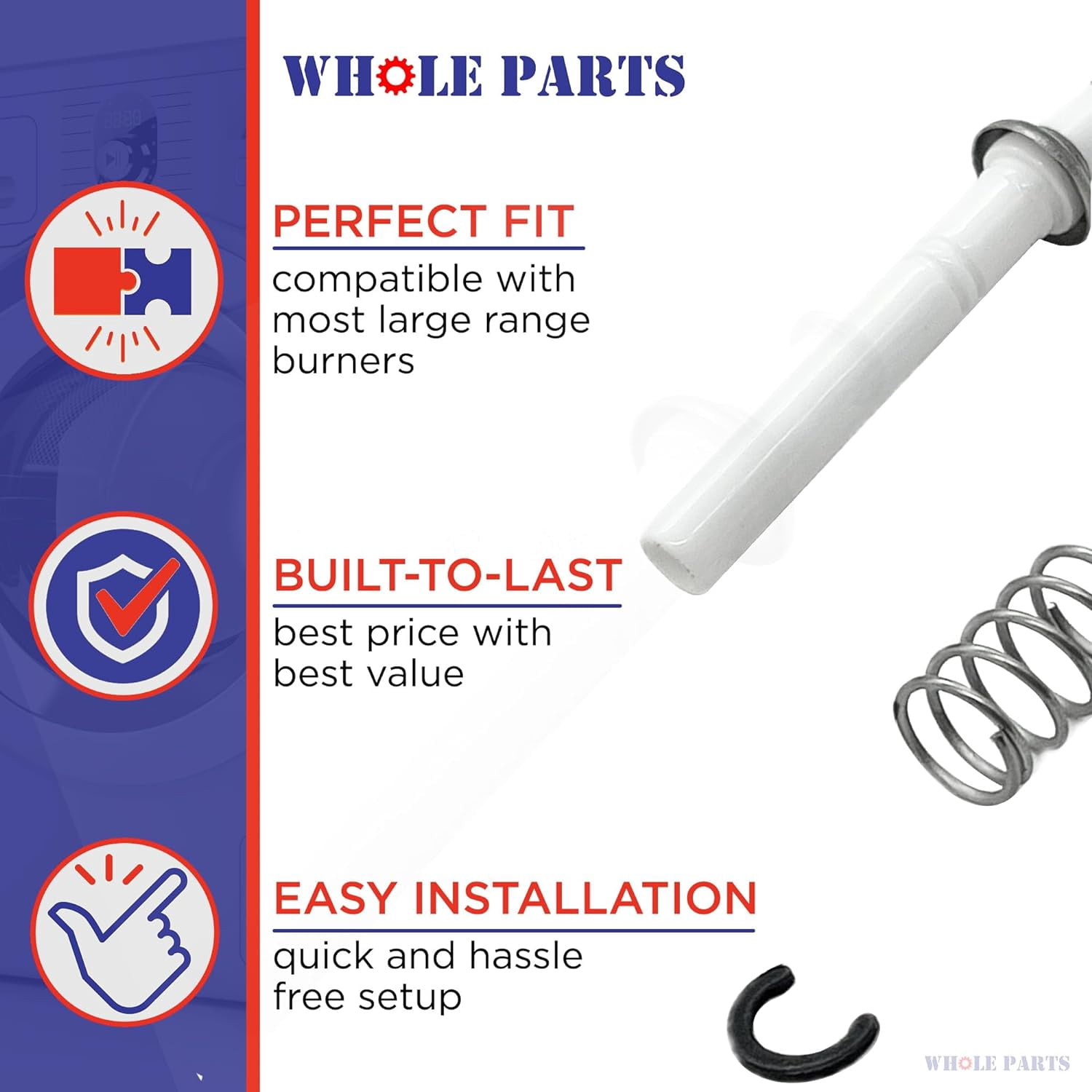 Whole Parts Large Range Burner Electrode/Igniter Part# 802449 - Replacement & Compatible with Some Wolf Ranges or Ovens