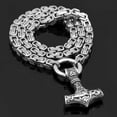 thumbnail image 6 of GKNET Nordic Totem Viking Thor Hammer Stainless Steel Loop Chains Men's Necklaces, 6 of 7