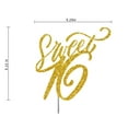 thumbnail image 2 of Sweet 16 Glitter Cake Topper, Sixteen Birthday Party Decorations Ideas, Sturdy Doubled Sided Glitter, Acrylic Stick (Gold), 2 of 4