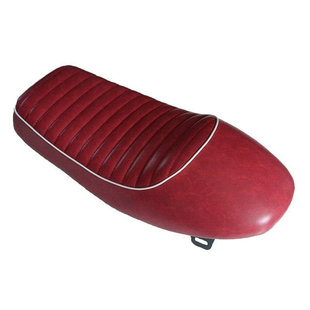 Cojín de Asiento de Motocicleta Vintage Cafe Racer con Ribete Blanco Rojo