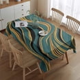 thumbnail image 2 of Teal Gold Marble Pattern Rectangle Tablecloth 60"x84",Waterproof Polyester Rectangle Table Cloth, Wipeable Spillproof Polyester Tablecloth for Dining, Camping, Indoor and Outdoor, 2 of 5