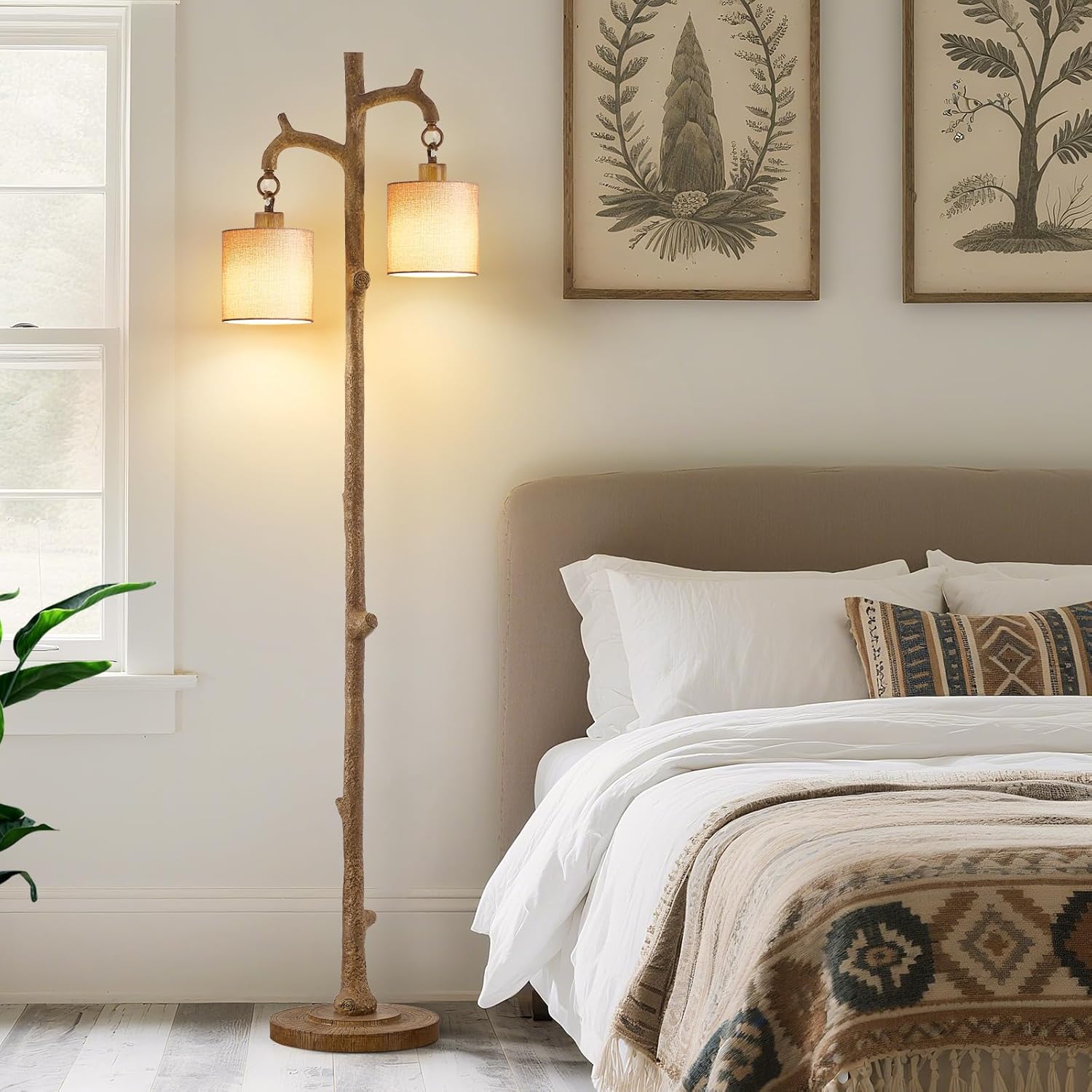 NATYSWAN 69" Rustic Farmhouse Tree Trunk Floor Lamp photo 5