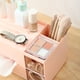 thumbnail image 5 of Organizador de escritorio de plástico transparente con 6 compartimentos, caja de pañuelos multifuncional para escritorio de oficina y útiles escolares para estudiantes, Aestivo | Rosa |, 5 of 7