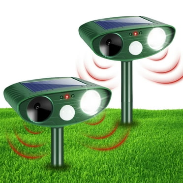 Onemayship Ultrasonic Solar Cat Deterrent Motion Sensor, LED Light Waterproof Outdoor Animal Repellent (2 Pack)
