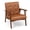 Light Brown, variant on Yardi Yard Mid Century Modern Accent Chair with Solid Rubber Wood Frame and Leather Cover-Brown, Modern Chair for Dorm, Room, Office