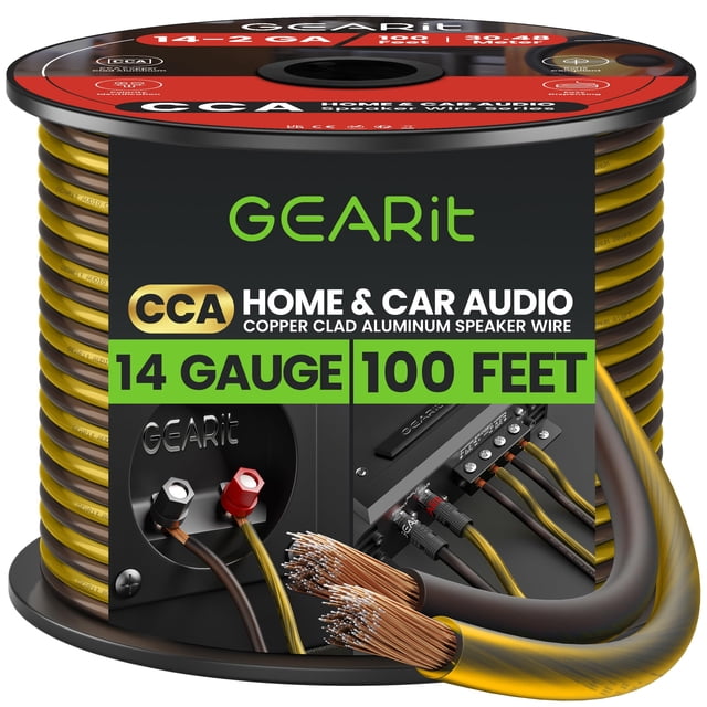 Cable de altavoz GearIt, calibre 14, 30 m, para audio de coche y cine en casa