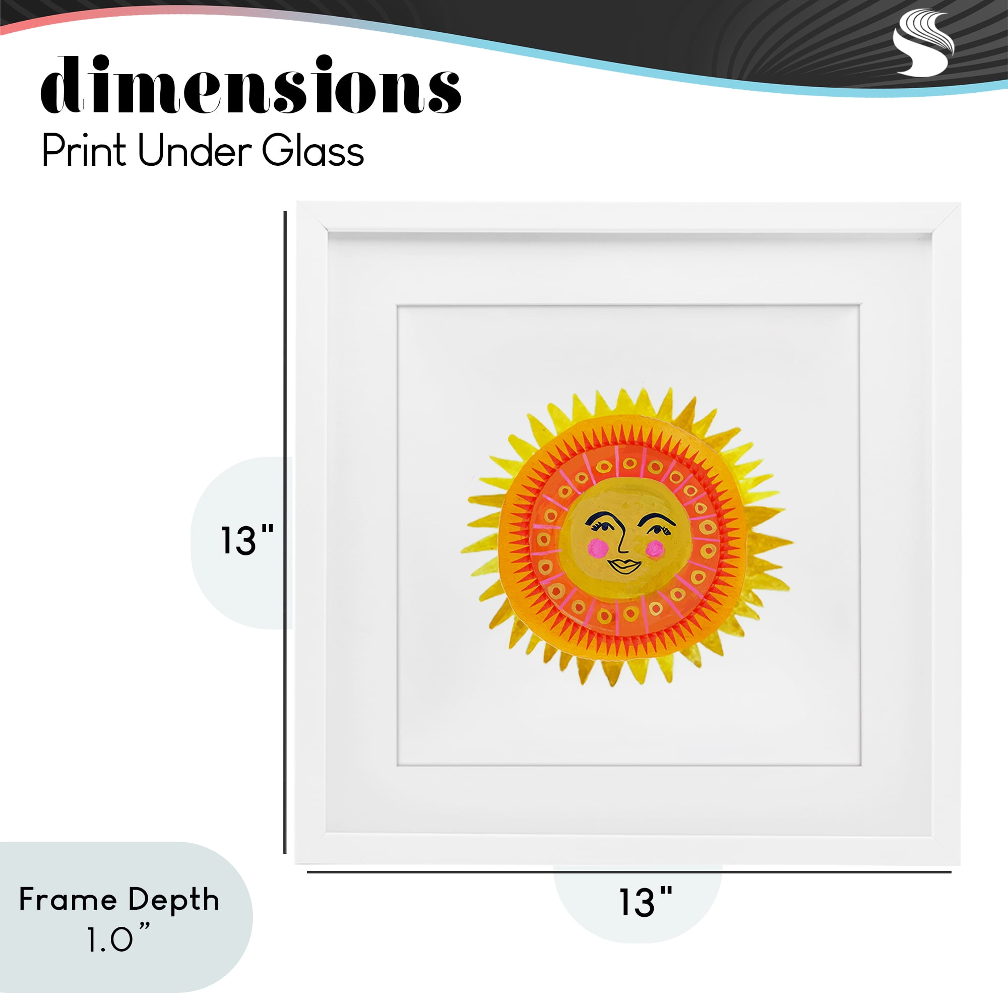 Stupell Industries Eccentric Bohemian Sun White Framed Print Under Glass, design by Katherine Herrell Studio
