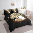 thumbnail image 2 of Feelyou Cartoon Ghost Tea Time Full Size Bedding Sets, Spooky Autumn Woodland Cat Full Size Bed in a Bag, Taupe Brown, Black Reversible, 7-Piece, 2 of 7