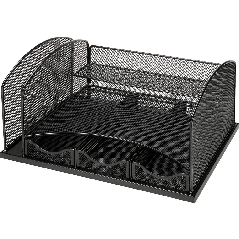 Lorell, LLR95257, Mesh Vertical File 3Drawer Desktop Organizer, 1 Each