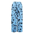 thumbnail image 5 of Women's 2026 Boho Print Wide Leg Pants Elastic Waist Flowy Beach Palazzo Lounge Trousers Dark Blue S, 5 of 7