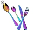 thumbnail image 5 of Luxtrada 4Pcs Flatware Rainbow Dinnerware Stainless Steel Tableware Set for Dinner Steak Soup Tea Fork Spoon Knife (Rose Gold), 5 of 8