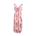 thumbnail image 5 of TJAZFJPA Robes d'Été pour Femmes Robe en Chiffon à Fleurs Patchwork Sans Manches Col en V Dos Noué Robe d'Invitée de Mariage Robe Rouge pour Fête, 5 of 5