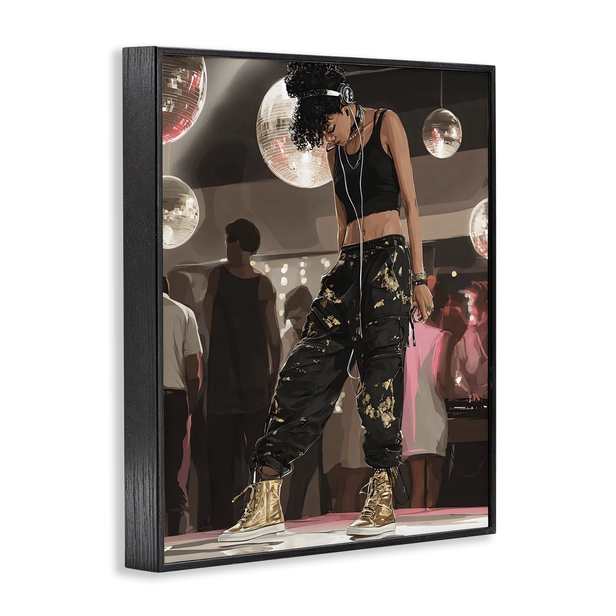 Stupell Industries Silent Disco Lone Dancer Black Framed Giclee Art, design by Franklyn Gregory