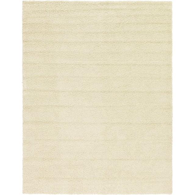 Unique Loom Tapis en Peluche Moderne Solide Shag 10' x 13' Rectangle Ivoire