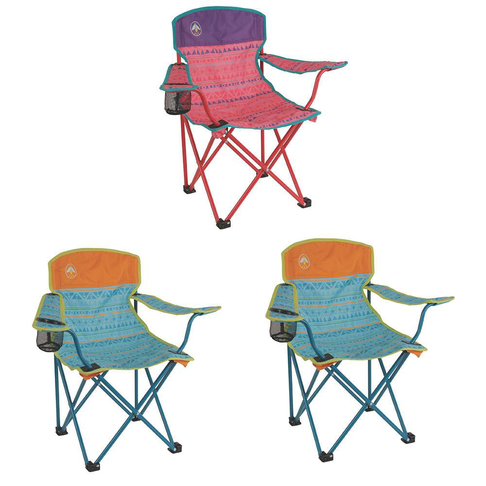 Coleman Kids Camping Quad Chair, Tribal Pink/Purple & Teal