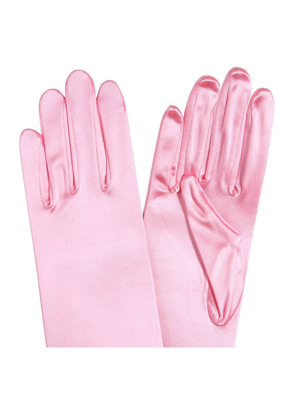 Baby Pink Long Satin Elegante Vintage Opera Party Gloves Princesa Rosa 
