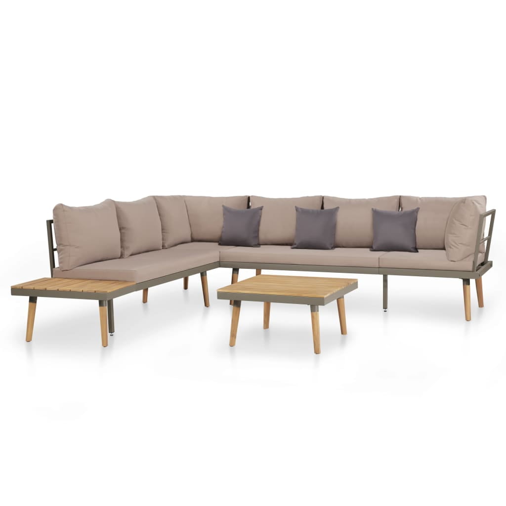 Kepooman Outdoor Patio L-Shape Sofa Set with Cushion & Pillows, Set of 4, Brown Kepooman Outdoor Patio L-Shape Sofa Set with Cushion & Pillows, Set of 4, Brown