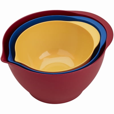 

Bradshaw 2PK 3 Piece Plastic Mixing Bowl Set With Rubber Ring For Non-Slip Bottom