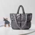 thumbnail image 3 of Winter Padded Shoulder Bag Handbag Tote, Women Wide Framed Opening Fashionable Wallet Cotton for Ladies, Girls, Daily Use, Vacation gris Salvador Dali Bolso de mujer, 3 of 6