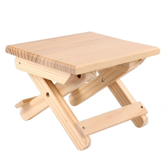 LAMIRO 1pc Wooden Foldable Taboret Wooden Folding Stool Outdoor Fishing Chair Small Stool for Outdoor and Indoor Use (Light Yellow)