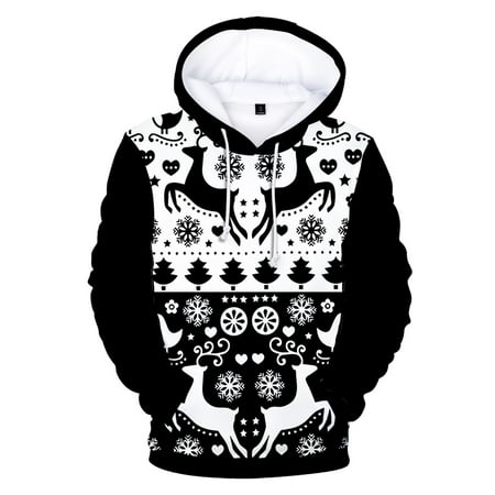 

Novlety Hoodies for Womens O-Neck Xmas Shift Printed Hooded Sweatshirts Vintage Long Sleeve Pullover