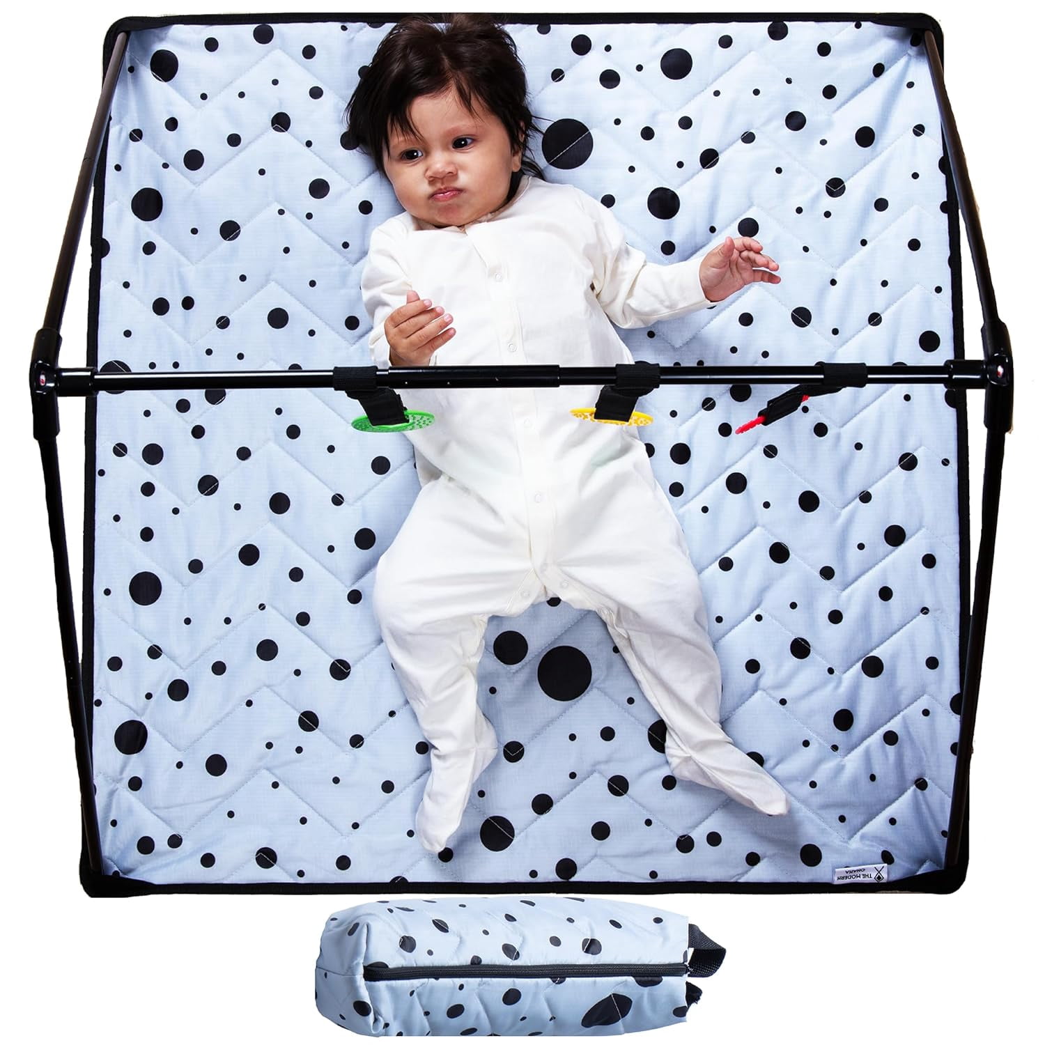 Travel Baby Play Mat for Babies 0-6 Months, Baby Play Mat, Newborn Travel Essentials, Tummy Time for Floor, Portable, Dots Pattern