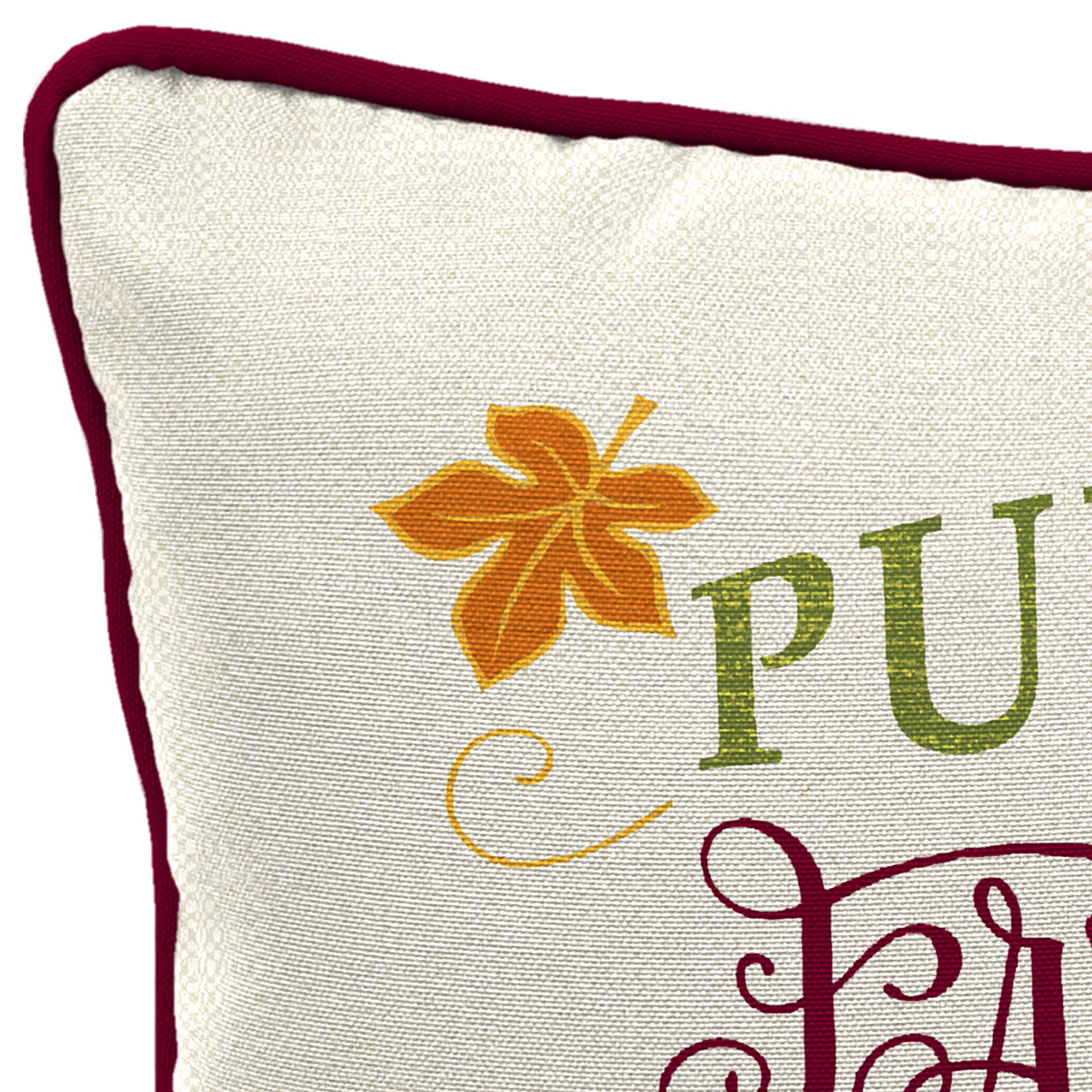 Mainstays Harvest Blessings Reversible Outdoor Throw Pillow, 16", Cream Novelty and Burgundy Plaid