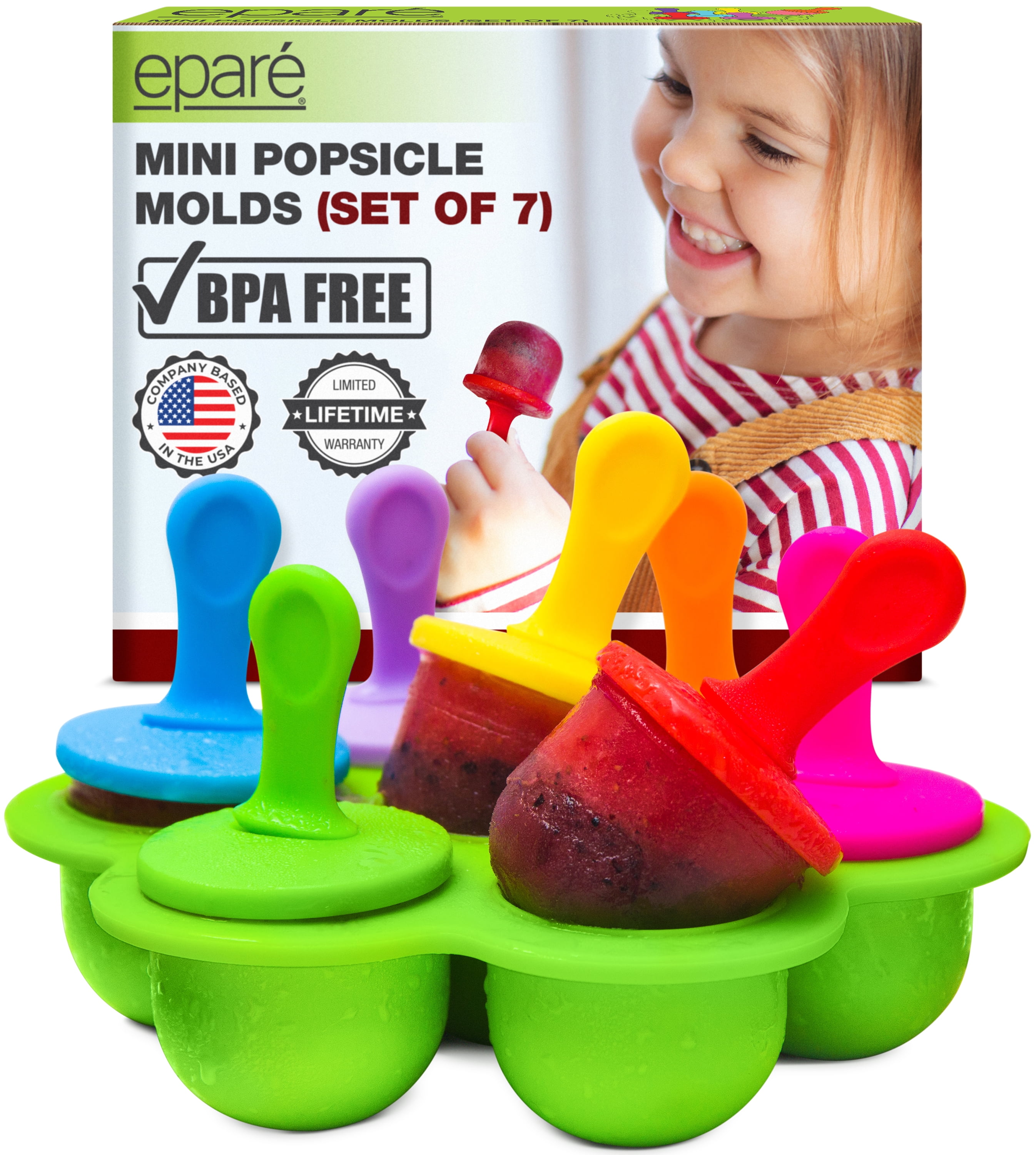 JTW Baby Teething Popsicle Molds Makers, Reusable Kids Yogurt Tubes Mini Ice Pop Molds BPA Free, Toddlers Ice Cream Makers [Cavity of 6], Funny Cute Baby
