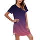 thumbnail image 1 of Gibobby Pijamas Mujer Verano Sexy Pijamas Camisón de manga corta con estampado degradado para mujer, camisón con cuello redondo, cómodo vestido de camisón(Morado,M), 1 of 5