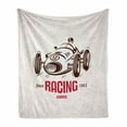 thumbnail image 1 of Cars Soft Flannel Fleece Throw Blanket, Retro Style Race Car Emblem Formula Automobile Speed Competition, Cozy Plush for Indoor and Outdoor Use, 60" x 80", Brown White, by Ambesonne, 1 of 6